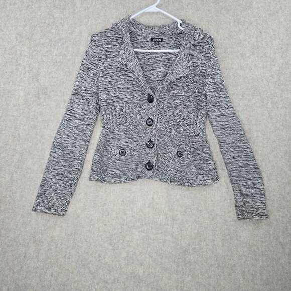 APT. 9 Gray Marled Knit Button Front Petite Cardigan Sweater 60% Cotton Size PS - Picture 1 of 8